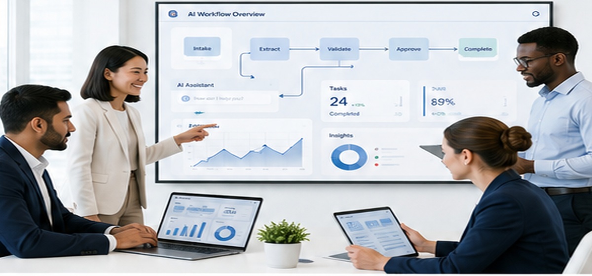 AI workflow overview dashboard and business operations team